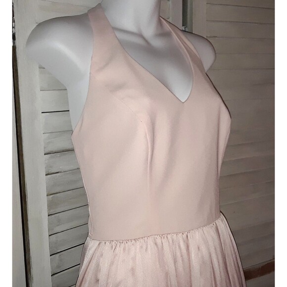 White by Vera Wang Women's Maxi Dress Size 8 Halter Front Slit Bow Details Pink - Picture 3 of 11